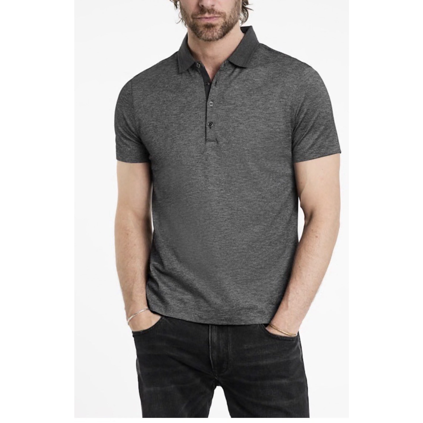 John Varvatos Men’s Luxe Short Sleeve Polo Gray Xl A004218
